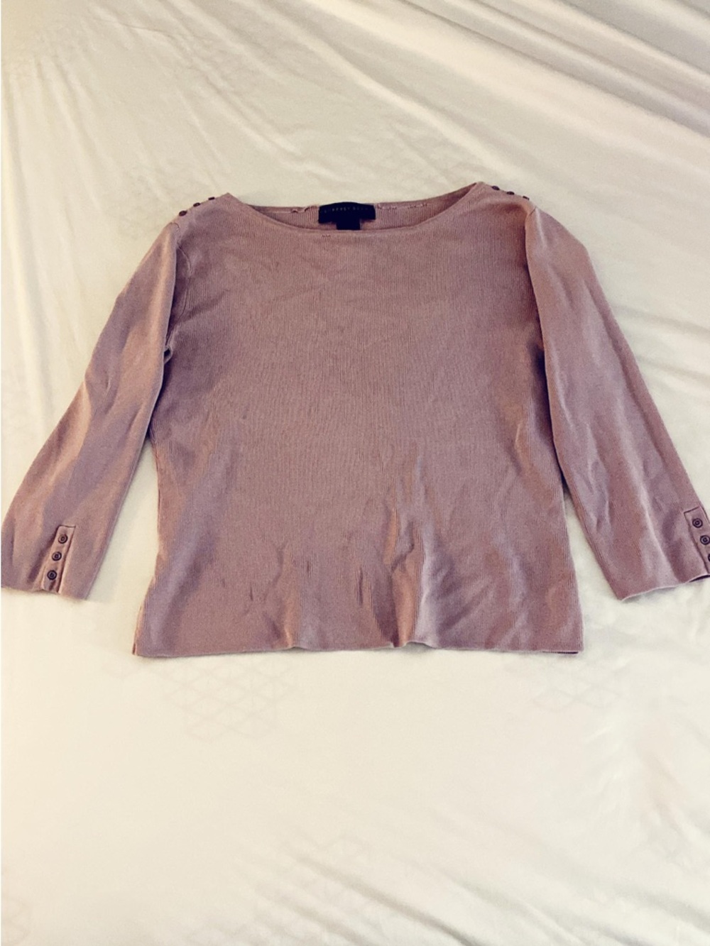 Geoffrey Beene 3/4 Sleeve Top with Button Details - 55% Silk